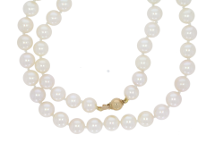 Diamond & Gold Jewellery Cultured Pearls Freshwater 8-8.5mm Necklace with 9ct Gold Clasp
