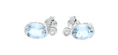 Diamond & Gold Jewellery 9ct White Gold Diamond & Aquamarine Stud Earrings