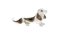 Domestic Pets Saturno Sterling Silver & Enamel Small Bassett Hound Dog Figurine