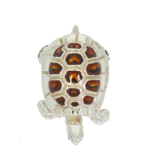 British Wildlife Saturno Sterling Silver & Enamel Medium Tortoise/Turtle Figurine