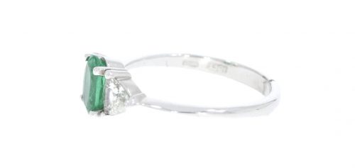 Diamond & Gold Jewellery 18ct White Gold Emerald & Diamond Ring (Secondhand)