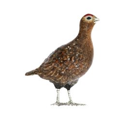 British Wildlife Saturno Sterling Silver & Enamel Grouse Game Bird Figurine