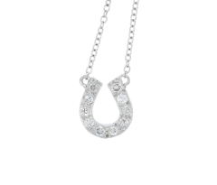 Equestrian Jewellery Collection 18ct White Gold Diamond Set Horse Shoe Pendant & Chain Equestrian Jewellery