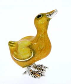 British Wildlife Saturno Sterling Silver & Enamel Medium Gosling Duck Bird Figurine