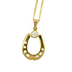 Equestrian Jewellery Collection 9ct Yellow Gold Diamond Set Horseshoe Pendant.