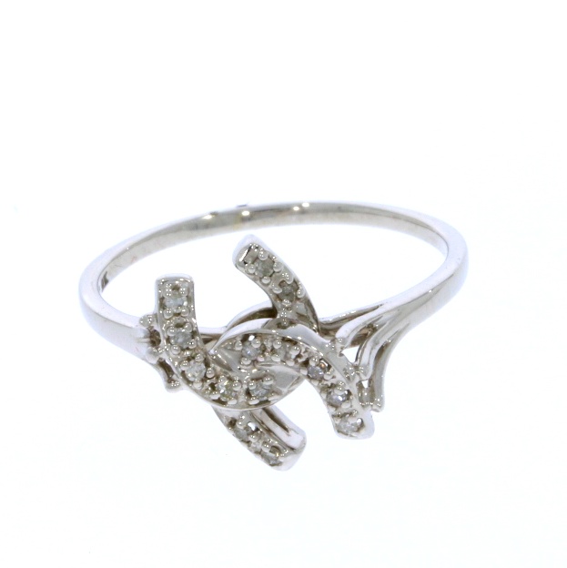 Equestrian Jewellery Collection 9ct White Gold Diamond Double Horseshoe Ring Equestrian Jewellery