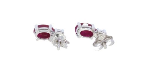 Diamond & Gold Jewellery 9ct White Gold Ruby & Diamond Claw Set Stud Earrings