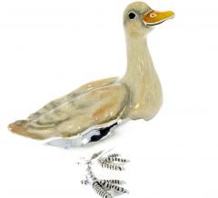 British Wildlife Saturno Sterling Silver & Enamel Goose Bird Animal Sculpture Figurine