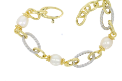 Bracelets Sterling Silver/Gold Plated Fresh Water Cultured Pearl Bracelet