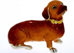 Domestic Pets Saturno Sterling Silver & Enamel Daschund Dog Large Animal Figurine Sculpture