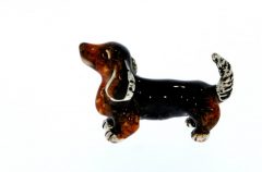 Domestic Pets Saturno Sterling Silver & Enamel Small Daschund Dog Breed Sculpture