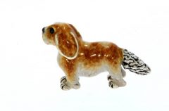 Domestic Pets Saturno Sterling Silver & Enamel Small King Charles Spaniel Dog Figurine Sculpture