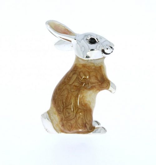 Domestic Pets Saturno Sterling Silver and Enamel Medium Bunny Rabbit Figurine