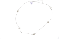 Necklaces Sterling Silver Chain with 5 Cultured Pearls Inbetween the Chain Necklace