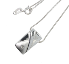 Pendants Sterling Silver Diamond Set Sateen &Polished Pendant & Chain LAST ONE