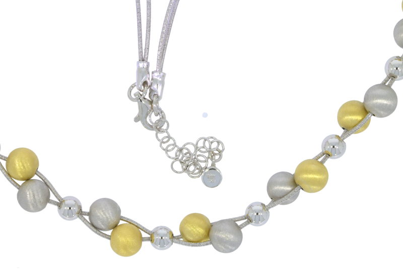Necklaces Sterling Silver & Gold Plated Satin Finished Bobble Ball Necklace Collar