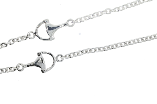 Equestrian Jewellery Collection Sterling Silver Snaffle D Bit Belcher Link Long Necklace Equestrian Horse Jewellery