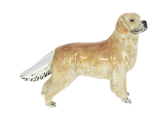 Domestic Pets Sterling Silver and Enamel Golden Retriever By Saturno Figurine sculpture