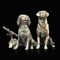 Bronze Sculptures Solid Bronze Dogs /Waiting for the Guns (1072) By Keith Sherwin