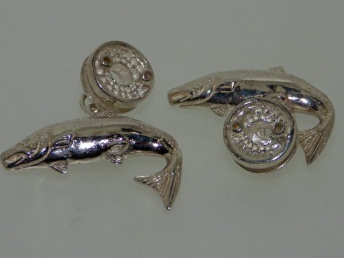 Cufflinks Sterling Silver Salmon Fish & Reel Cufflinks