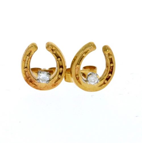 Earrings 9ct Yellow Gold Claw-set Diamond Horseshoe Earrings