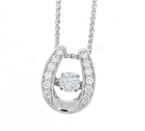 Equestrian Jewellery Collection 18ct White Gold Diamond Horse Shoe & Chain Certificated G VS1