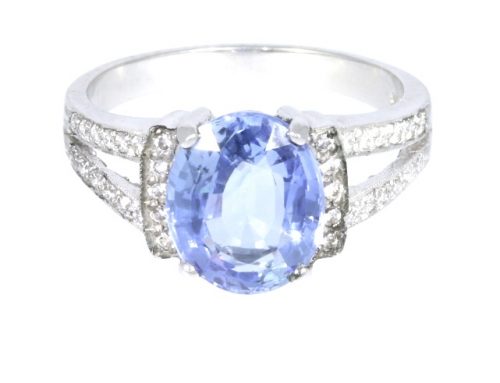 Diamond & Gold Jewellery 18ct White Gold Sapphire & Diamond Ring