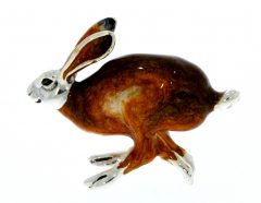 British Wildlife Saturno Sterling Silver & Enamel Small Running Hare Countryside Figurine