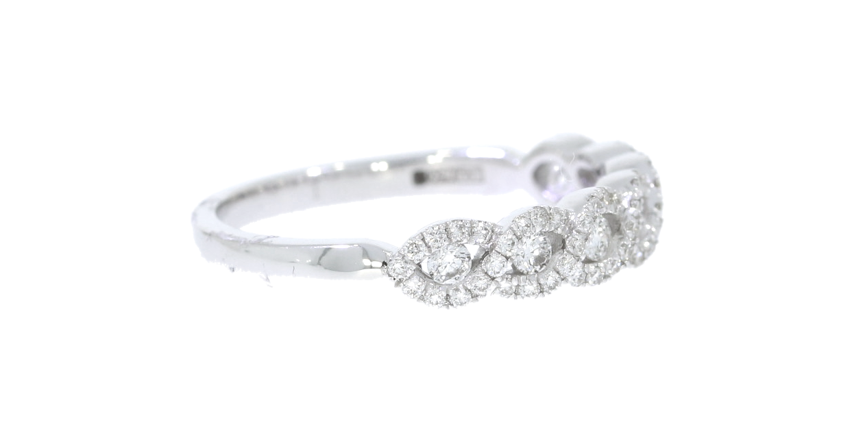 Diamond & Gold Jewellery 18ct White Gold Diamond Plait Design Half Hoop Eternity Ring