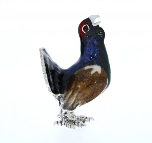 British Wildlife Saturno Sterling Silver and Enamel Small Capercaillie