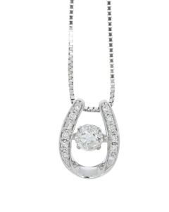 Equestrian Jewellery Collection 9ct White Gold 37pts Diamond Set Horse Shoe Pendant & Chain