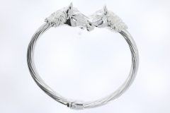 Bangles Sterling Silver Double Horse Head Crossover Equestrian Bangle Jewellery