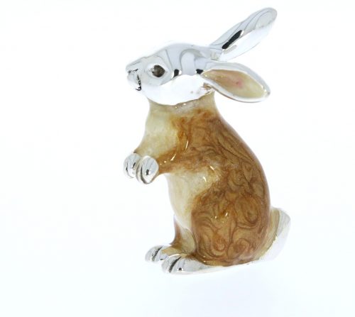 Domestic Pets Saturno Sterling Silver and Enamel Medium Bunny Rabbit Figurine