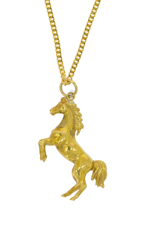 Equestrian Jewellery Collection 9ct Yellow Gold Complete Solid Horse Pendant & Chain Equestrian Jewellery