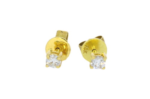 Diamond & Gold Jewellery 18ct Yellow Gold 30 Points Total Diamond Stud Earrings