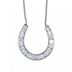 Equestrian Jewellery Collection Platinum Diamond Horse Shoe Pendant & Chain 1ct 20pts Equestrian jewellery Delanns Jewels