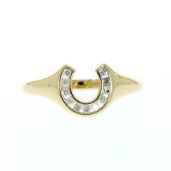 Equestrian Jewellery Collection 9ct Yellow Gold Diamond Horseshoe Ring Equestrian Jewellery