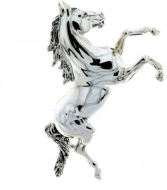 Equestrian Sterling Silver Large Rearing Horse Figurine by Saturno