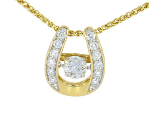 Equestrian Jewellery Collection 18ct Y/Gold Diamond Horse Shoe & Chain Equestrian-Horse Jewellery
