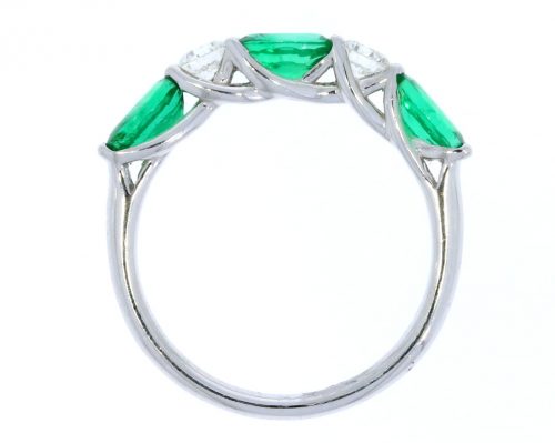 Diamond & Gold Jewellery 18ct White Gold Emerald & Diamond Half Hoop Five Stone Eternity Ring