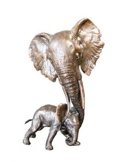International Wildlife Elephant Mother & Baby Calf Solid Bronze By Keith Sherwin 1123