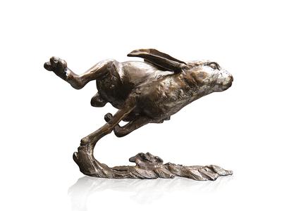 British Wildlife Medium Hare Running (939) Solid Bronze by Michael Simpson
