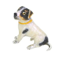 Domestic Pets Saturno Sterling Silver & Enamel Small Jack Russell Sitting Dog