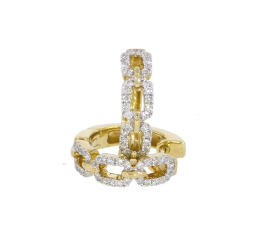 Diamond & Gold Jewellery 9ct 25pts Diamond Yellow Gold Curb Design Huggie Stud Earrings