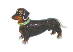 Domestic Pets Saturno Sterling Silver & Enamel Black & Tan Small Daschund Dog