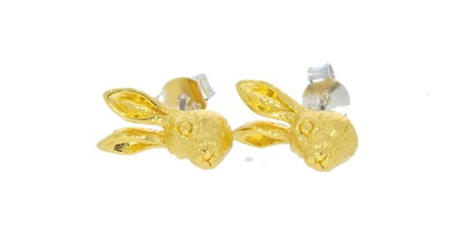 Earrings Sterling Silver Hare Stud Earrings with 18ct Gold Vermeil Plate Countryside