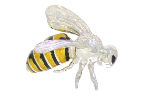 British Wildlife Saturno Sterling Silver & Enamel Medium Bumble Bee Figurine