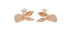 Earrings Sterling Silver Hare Stud Earrings with 18ct Rose Gold Vermeil Plate