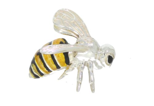 British Wildlife Saturno Sterling Silver & Enamel Small Bumble Bee Figurine