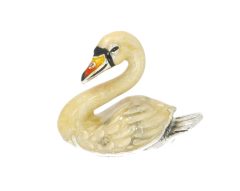British Wildlife Saturno Sterling Silver & Enamel Small Swan Bird Figurine